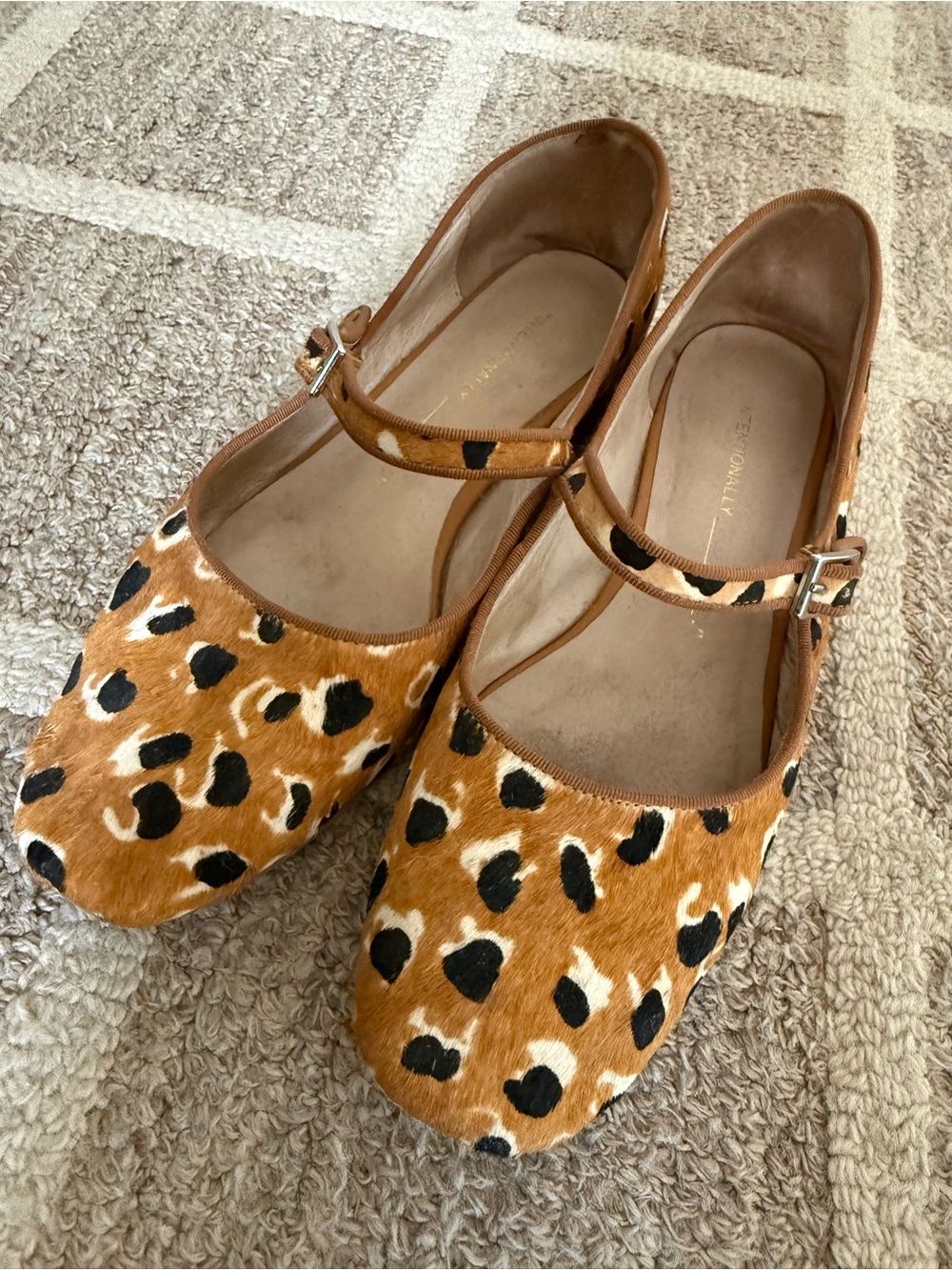 Intentionally Blank -  Leopard Print Calf Hair Mary Jane’s from Madewell Sz 6